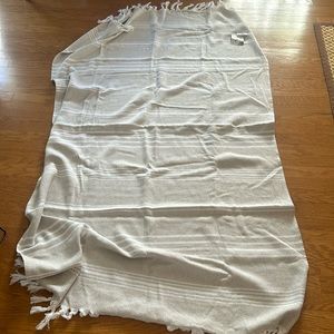 TURKISH TOWEL COTTON WHITE AND TAN STRIPE